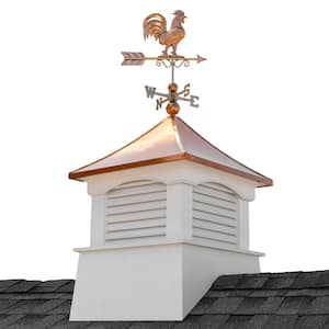 30 in. x 30 in. x 51 in. Coventry Vinyl Cupola with Copper Rooster Weathervane