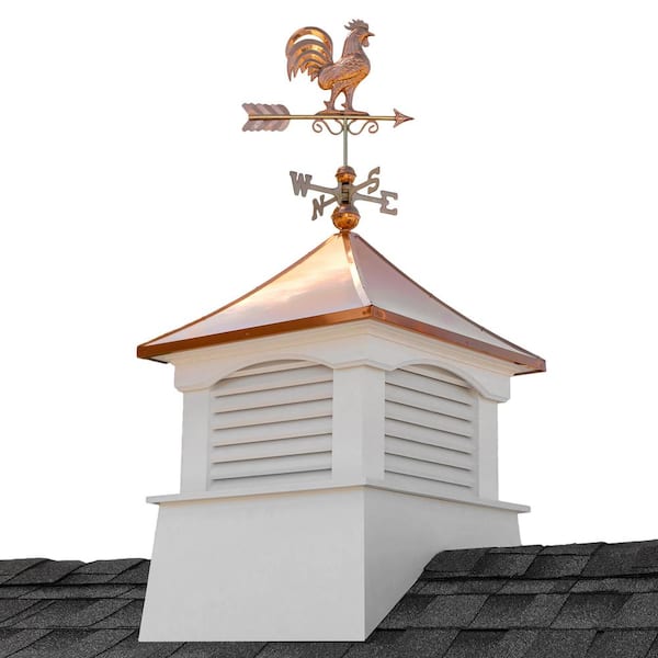 Good Directions 30 in. x 30 in. x 51 in. Coventry Vinyl Cupola with Copper Rooster Weathervane