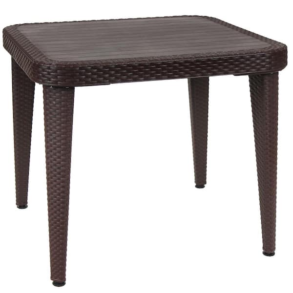 Sunnydaze All-Weather Polypropylene Outdoor Square Table with Faux Wood Grain Top - Wenge