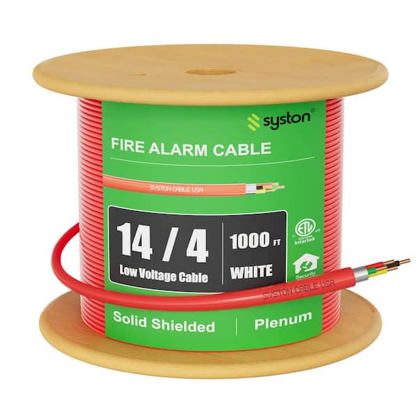 1000 ft. 14/4 Red FPLP/CMP Shielded Solid Copper Fire Alarm Wire-Security Burglar Station Plenum Rated Indoor/Outdoor