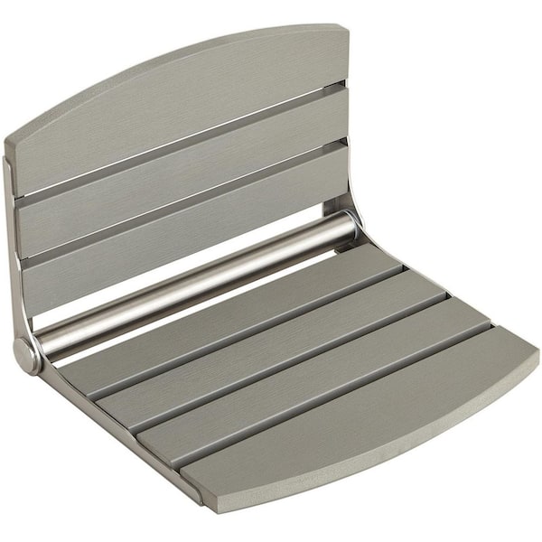 17.5 in. Wall Mounted HDPS Plastic Wood Fold Down Shower Seat, Foldable Shower Bench in Gray for Inside Shower