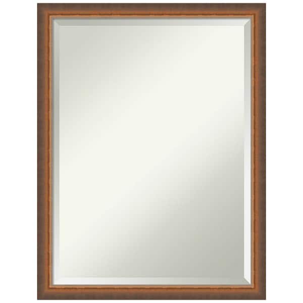Amanti Art Two Tone Bronze Copper 20.25 in. x 26.25 in. Beveled Modern Rectangle Wood Framed Bathroom Wall Mirror in Bronze