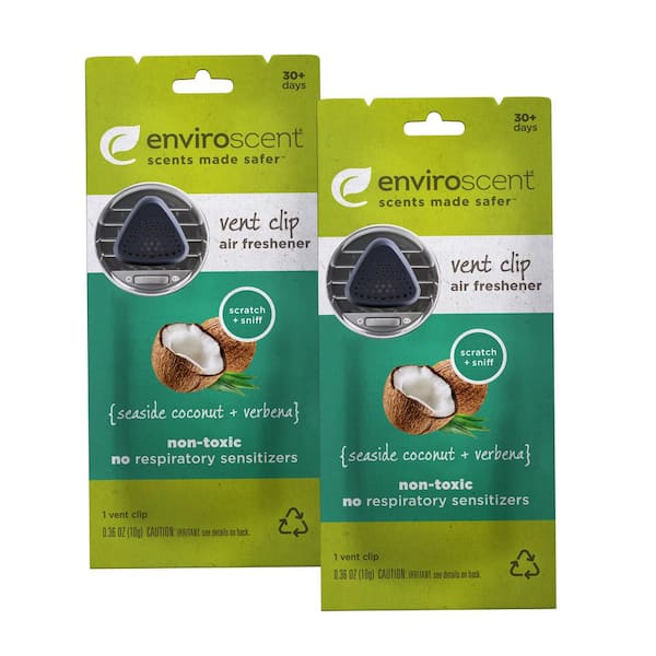 Enviroscent Seaside Coconut Plus Verbena Scent Auto Vent Clip 2pk