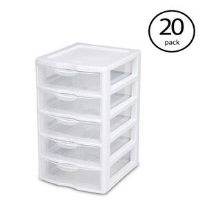 7.25 in. x 11 in. x 8.5 in. Clearview Small 5-Drawer Desktop Storage Unit, White (20-Pack)