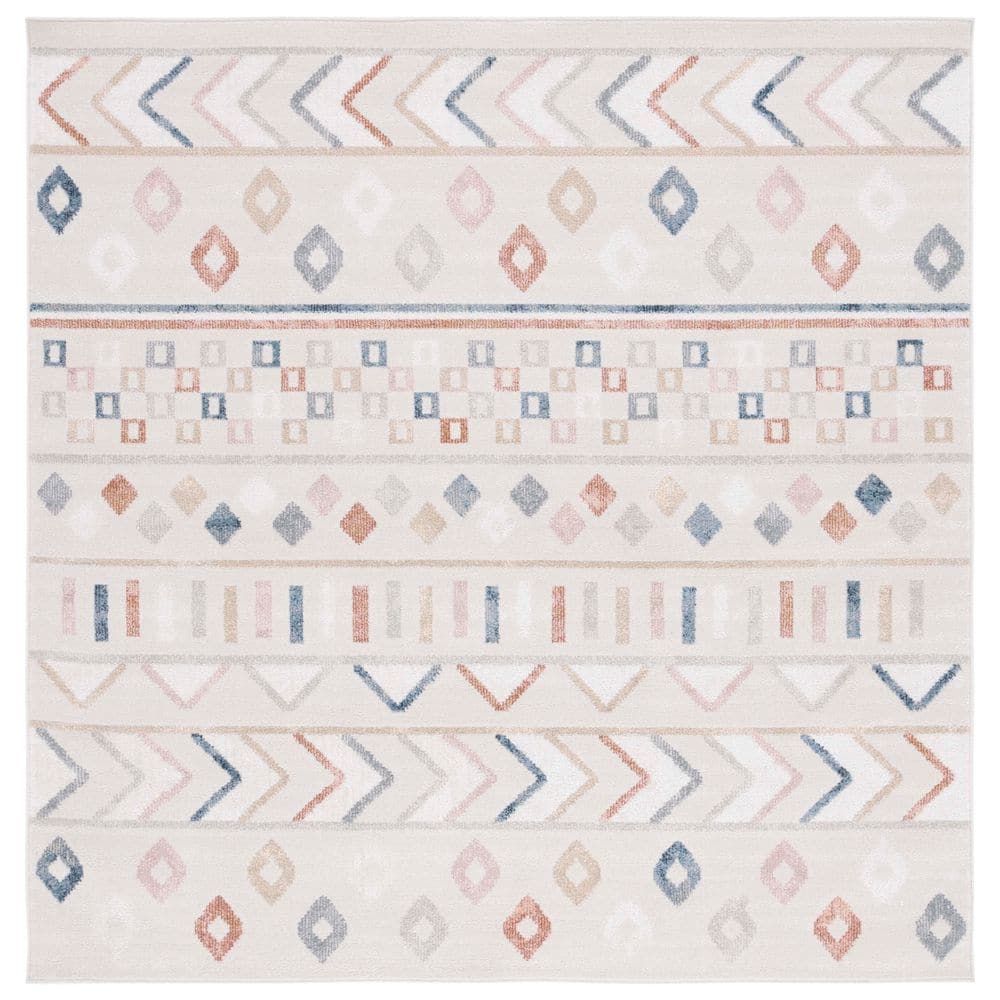 Blair Beige/Multi  7 ft. x 7 ft. Machine Washable Geometric Striped Chevron Square Area Rug price history on PriceWatchPro