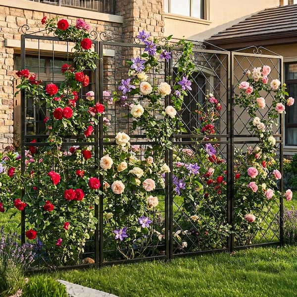 ABORON 2-Pack Metal Garden Trellis 40 in. W x 71 in. H Thickened Square Tube Metal Garden Decorative Trellis for Climbing Plant