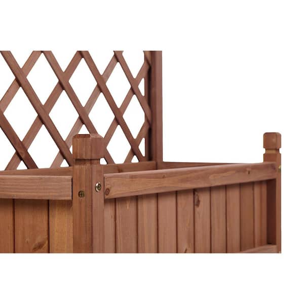 JimsMaison Wood Raised Planter Box with Trellis (2-Pack) JMJOYPBT06BRO -  The Home Depot