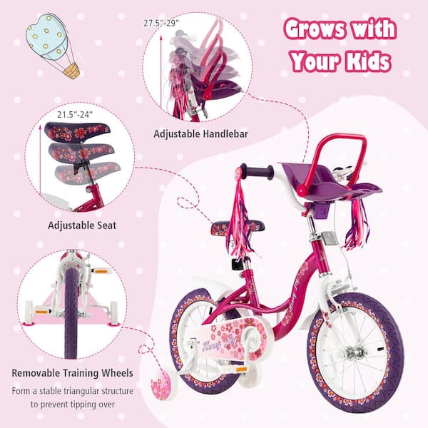 14 girl bike hot sale with doll carrier