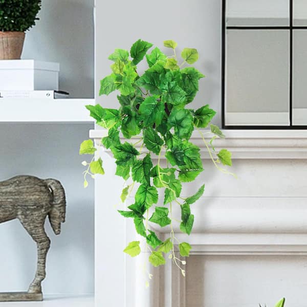 LIVING LUXURY 24 in. Artificial Grape Leaf Ivy Leaf Vine Hanging Plant Greenery Foliage Bush