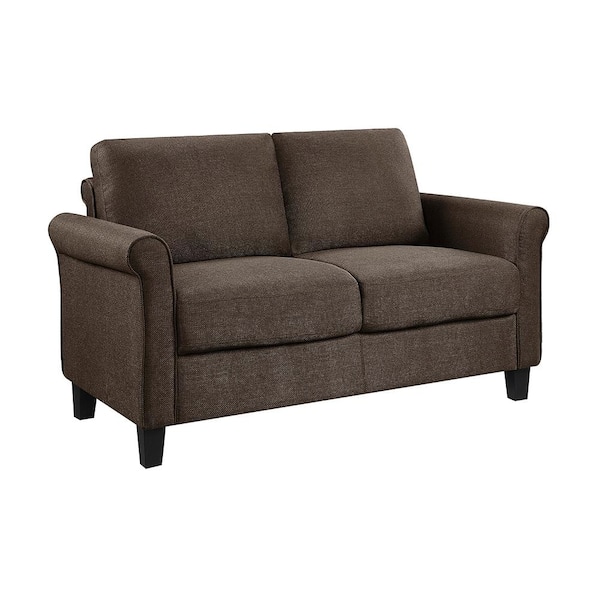 Lazzara Elton 57.5 in. W Chocolate Textured Fabric Loveseat