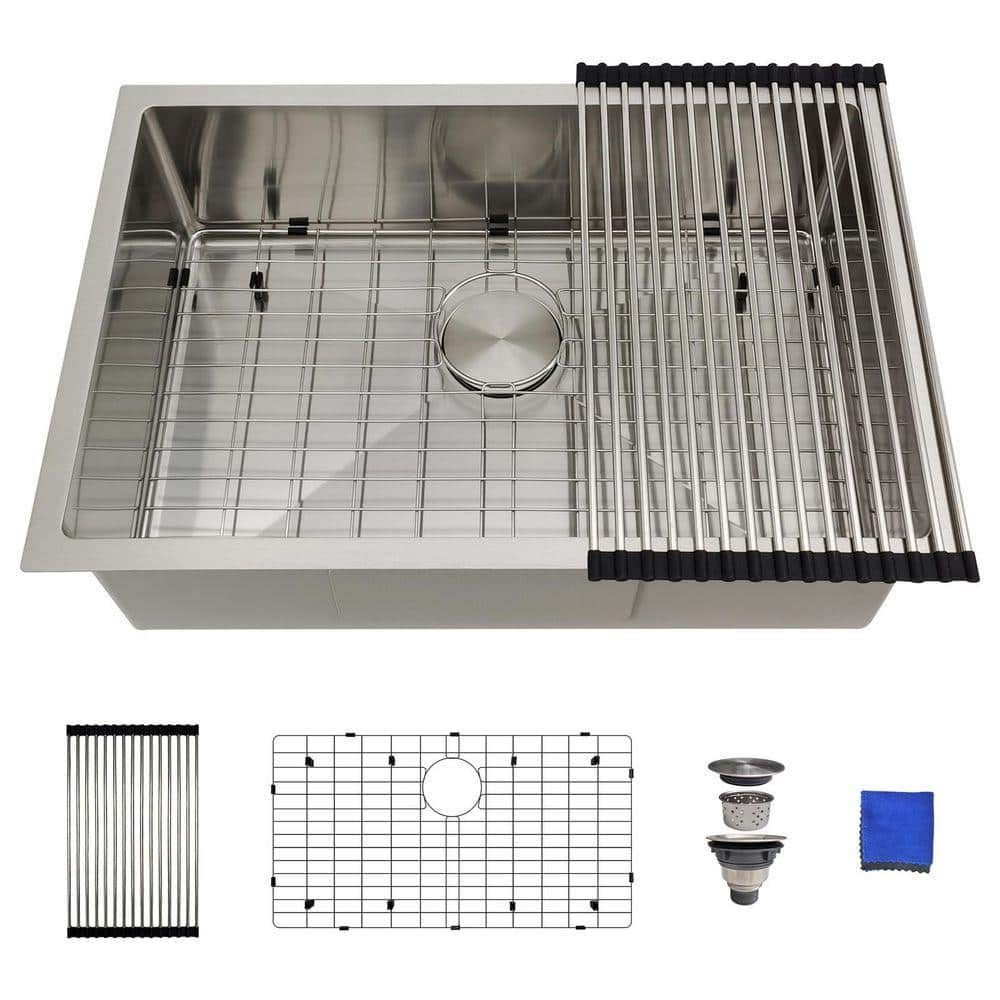 Delironexu 27 in. x 18 in. Undermount Kitchen Sink, 16 Gauge