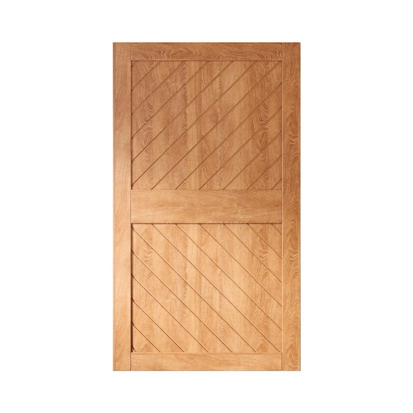 HOMACER XT3 50 in. x 84 in. C-Panel Solid Core Early American Slanted Stripe Design Pine Wood Interior Sliding Barn Door Slab