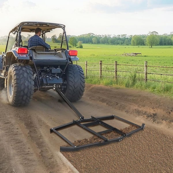 Driveway Drag 76.57 in. Width Tow Behind Drag Harrow Q235 Steel Driveway Grader with Adjustable Bars