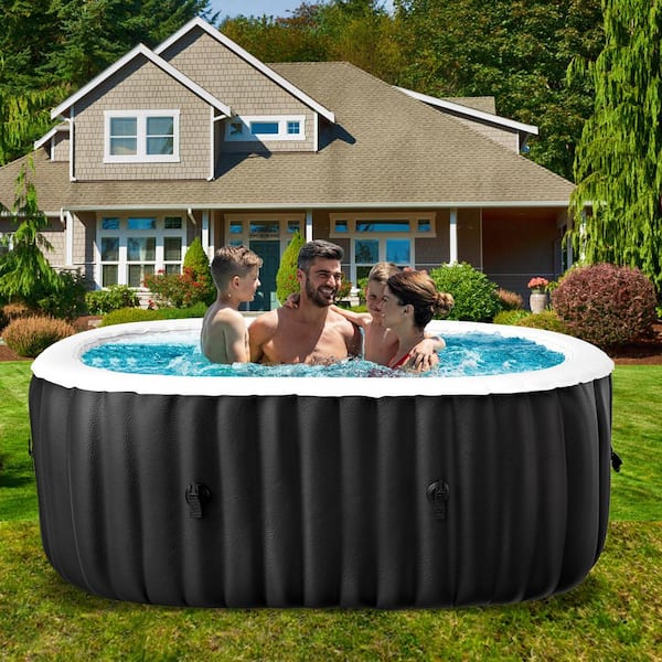 Hot Tub 73 in. x 47 in. x 25 in. Portable Blow Up Hot Tub with 130 Bubble Jets and Built in Heater Pump for 2-4 Person
