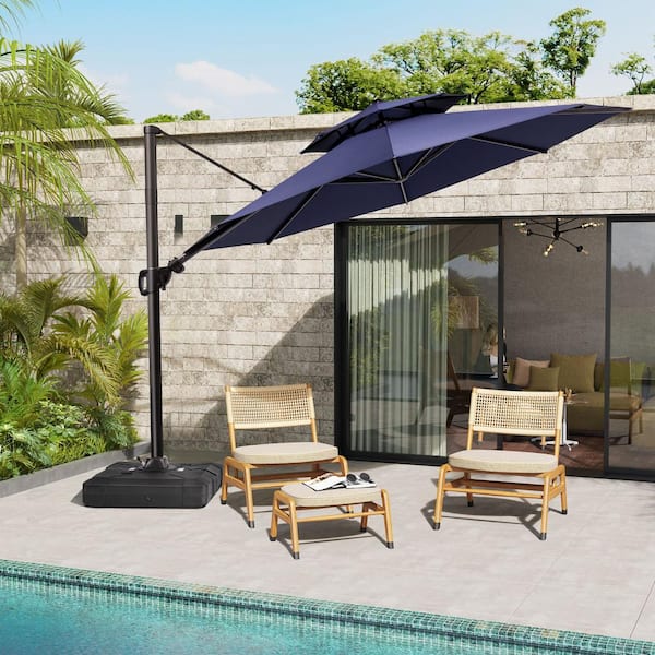Crestlive Products 11.5 ft. x 11.5 ft. Double Top Patio Umbrella in Navy Blue