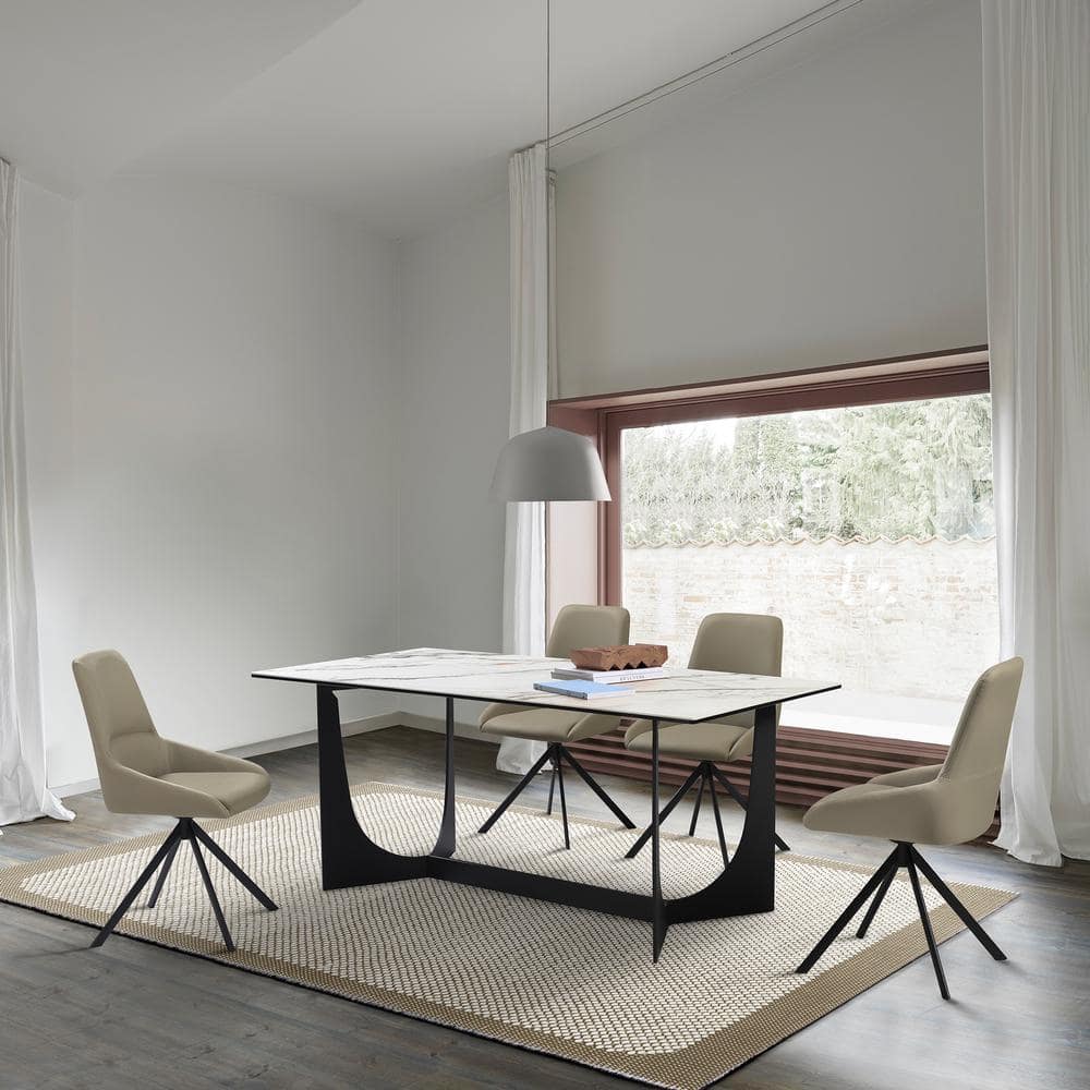 Esme Maverick 5-Piece Rectangle Stone Top Taupe Grey Dining Set