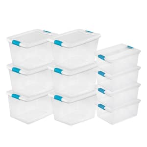 64-Qt. Plastic Latching Storage Tote Box in Clear, 6 Pack and Plastic Deep Clip Box in Clear, 4 Pack