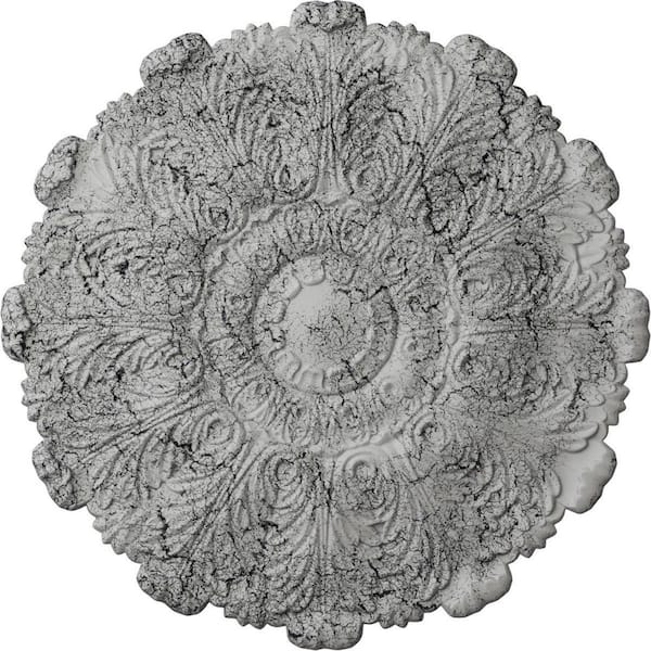 Ekena Millwork 1-1/2 in. x 31 in. x 31 in. Polyurethane Durham Ceiling Medallion, Ultra Pure White Crackle