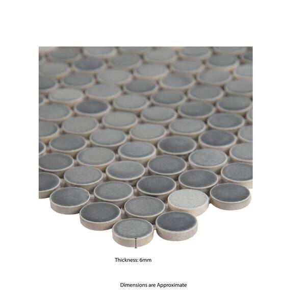 MSI Penny Round Azul 11.3 in. x 12.2 in. x 6mm Glossy Porcelain Mesh-Mounted Mosaic Tile (14.4 sq. ft. / case) MSI Penny Round Azul 11.3 in. x 12.2 in. x 6mm Glossy Porcelain Mesh-Mounted Mosaic Tile (14.4 sq. ft. / case)