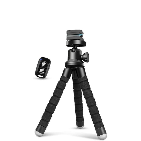 OBJLGEV Flexible Tripod for iPhone and Android Portable Small Tripod with Wireless Remote and Clip for Video Recording Black