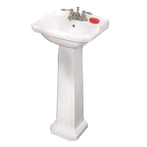 Cloakroom 19 in. Pedestal Combo Bathroom Sink in White with Overflow