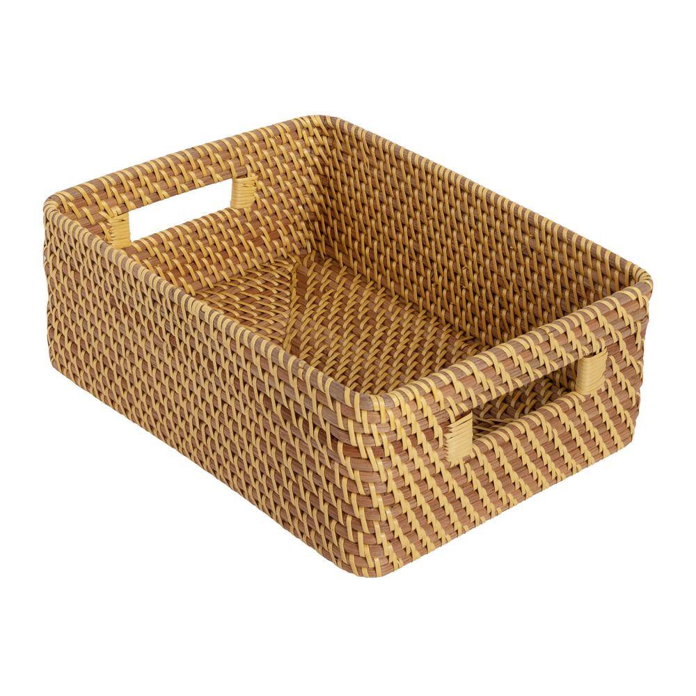 Handwoven Natural Wicker Lidded Laundry Hamper Set