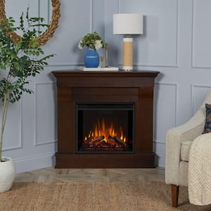 Chateau 41 in. Corner Electric Fireplace in Dark Walnut