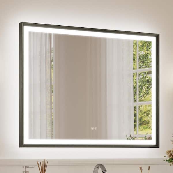 30 in. H x 40 in. W Morden LED Bathroom Vanity Mirror with 0.8 in. Beveled Frame in Brushed Black