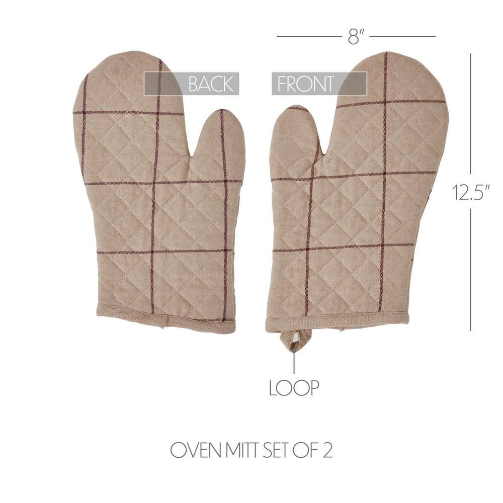 Connell Beige Cotton Quilted Oven Mitt Set