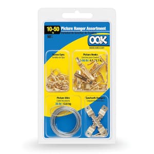 OOK Adhesive Picture Hangers, Traditional Picture Hanger Kit, Brass Picture  Hooks (.5-75lb), 42 Pieces, 9977130