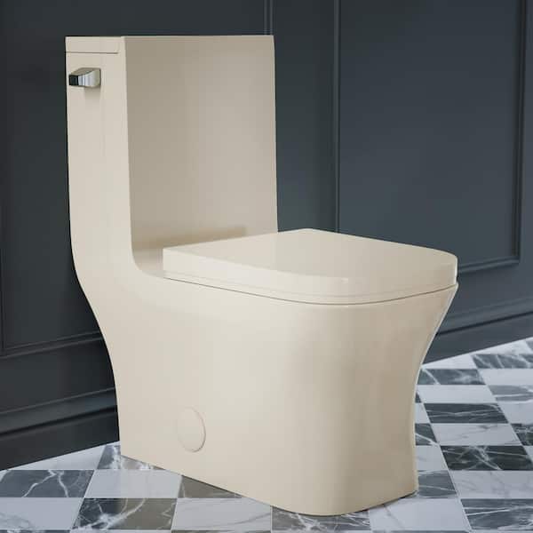 Swiss Madison Concorde 1-Piece 1.28 GPF Single Flush Square Toilet in Bisque Seat Included
