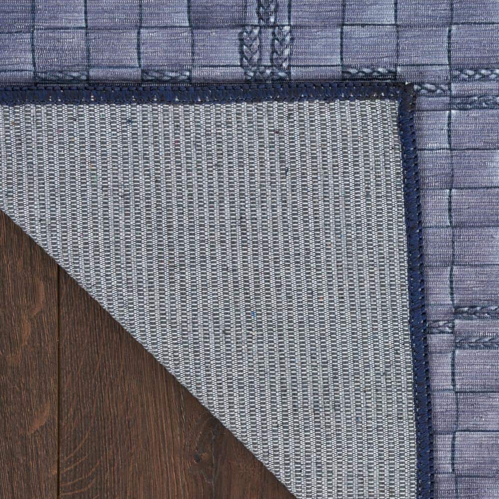 Navy Blue Abstract Cotton Synthetic 8' x 10' Area Rug