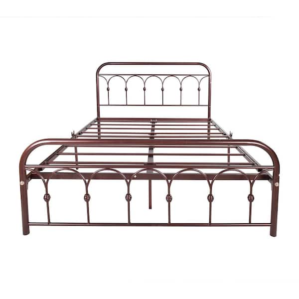 Kahomvis 83.54 in. Black Queen Size Classical Bed Frame with Headboard and Footboard Heavy Duty Metal Platform Bed