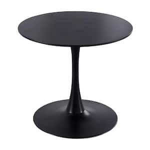 31.5 in. Black Wood Top Round Dining Table