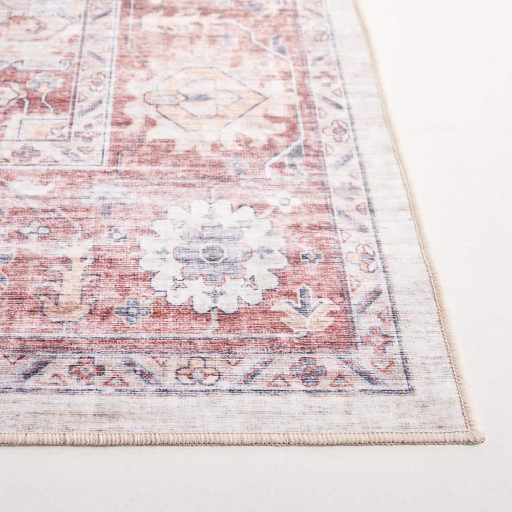 Arizona Light Red and Beige 6' x 9' Synthetic Washable Area Rug