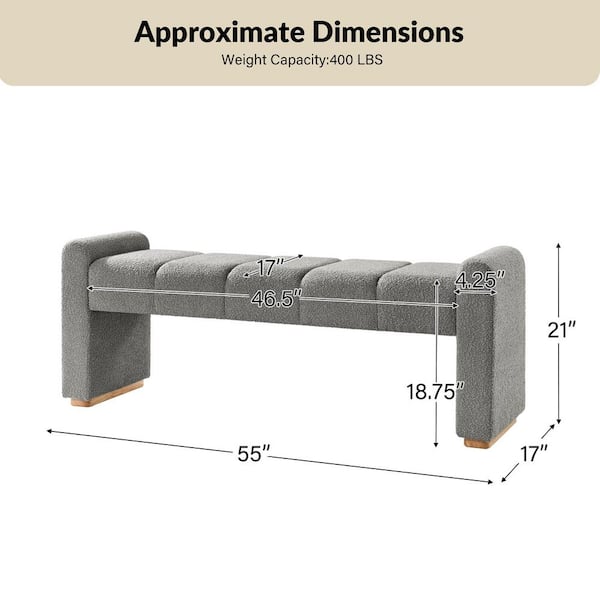 JAYDEN CREATION Elisa Grey Modern Upholstered Bench with