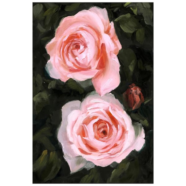 "Ethereal Roses I" Free Floating Reverse Unframed Printed Tempered Art Glass Wall Art 48 in. x 32 in.