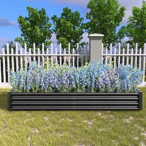 6 ft. x 3 ft. Black Metal Outdoor Raised Garden Bed Vegetables Flowers Planter Bed (1-Pack)