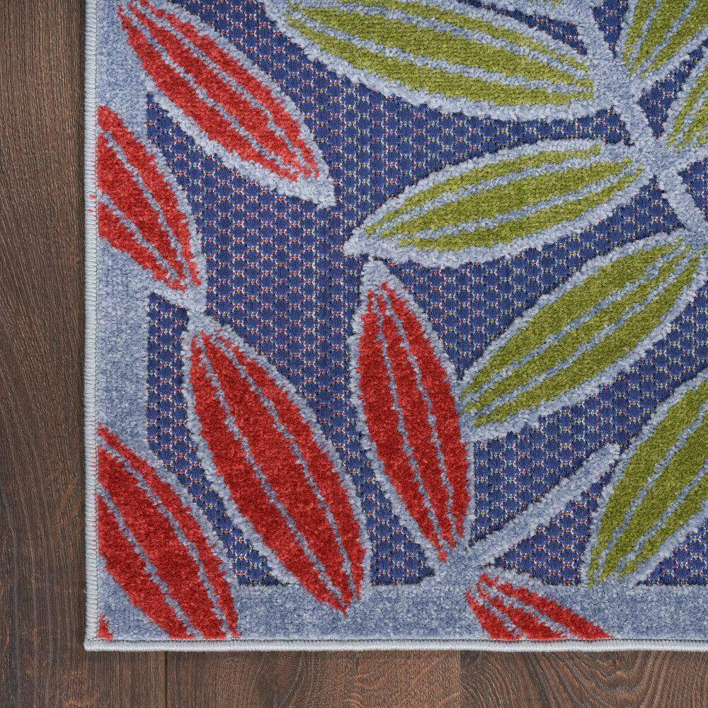 Navy Multicolor Floral Synthetic Rectangular 6' x 9' Rug