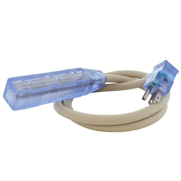 AC WORKS 3 ft. 15 Amp 12/3 Power Strip Cord with Power Indicator and Green Dot Plug