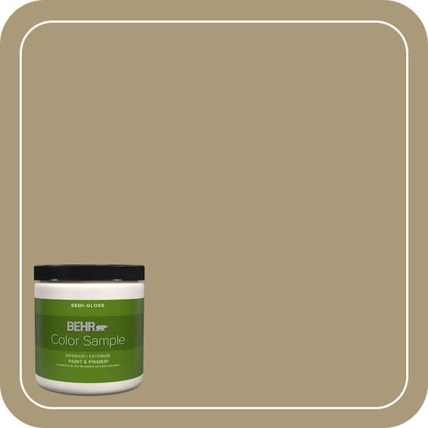 BEHR PREMIUM PLUS 8 oz. #PPU8-06 Exploring Khaki Semi-Gloss Interior/Exterior Paint & Primer Color Sample