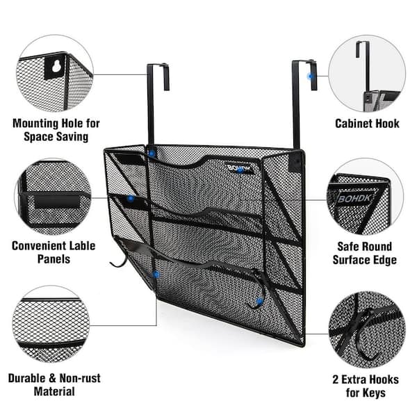 Mesh Hangende File Organizer, 3-tier File Folder Houder Muur Opslag