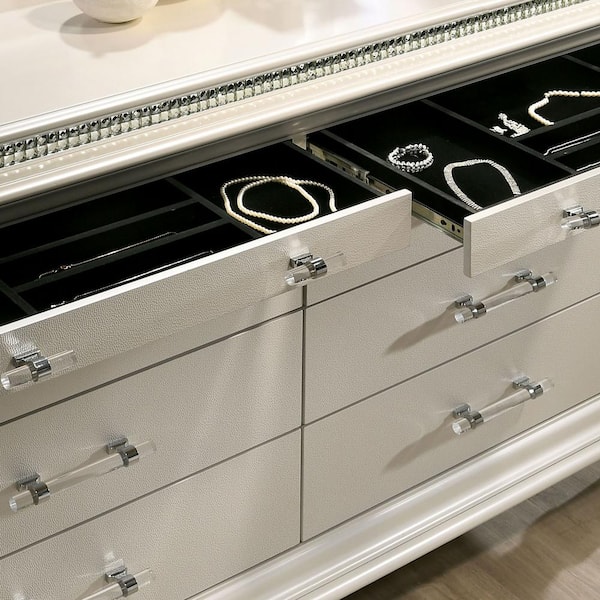 pearl silver dresser Avondale - Vanity Dresser With Mirror - Pearl Silver