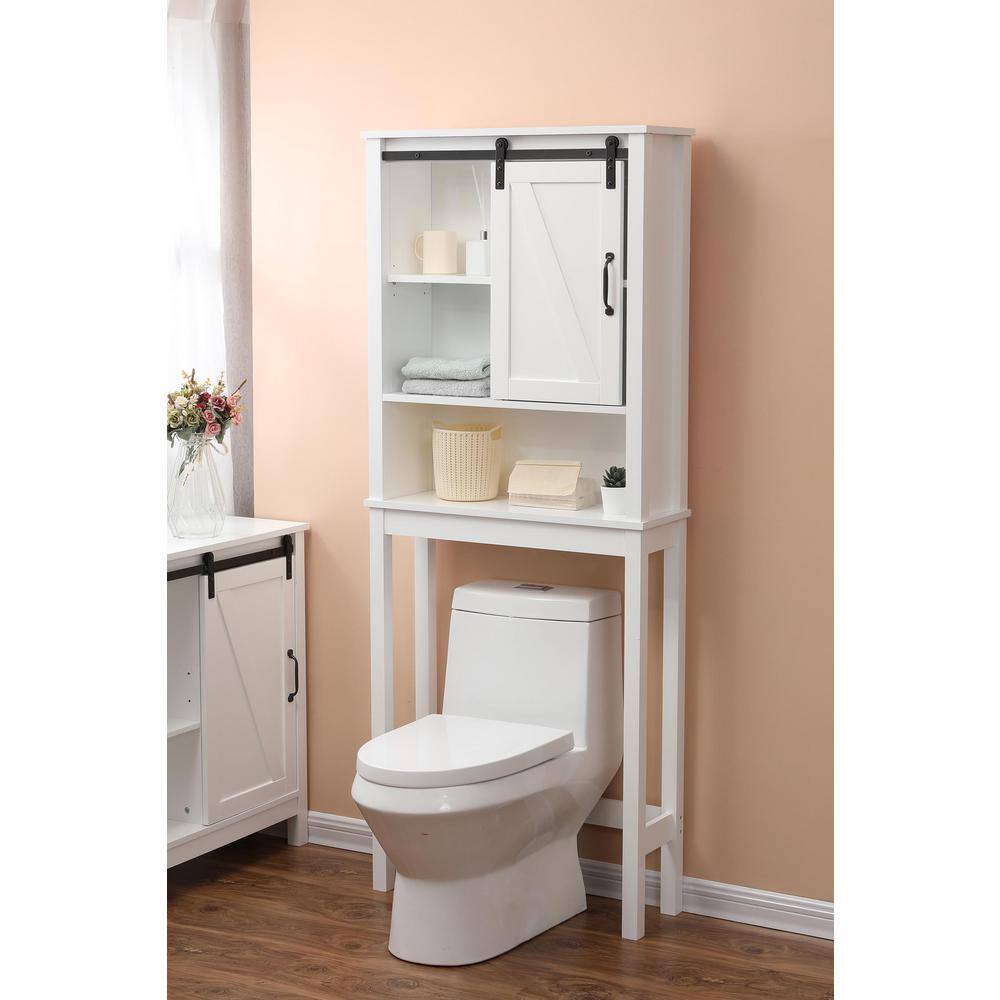 White MDF Over-the-Toilet Space Saver Cabinet with Adjustable Shelving