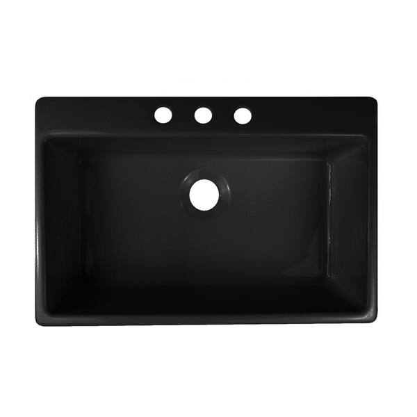 Lyons Industries Essence Drop-In Acrylic 33x22x9 in. 3-Hole Single Basin Kitchen Sink in Black