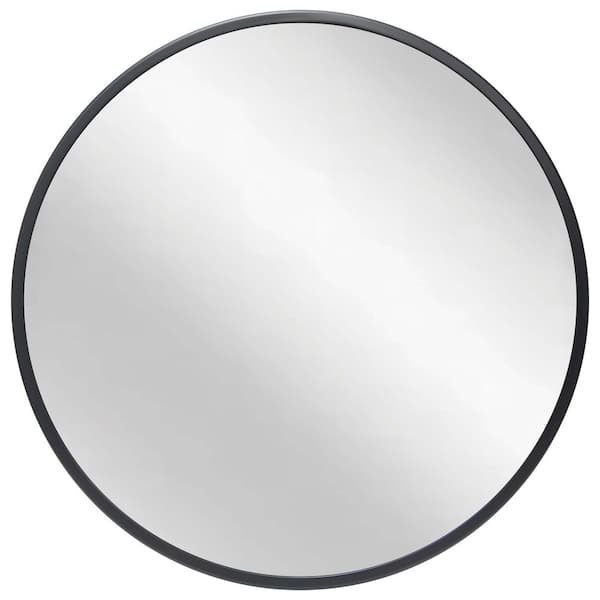 Infinity Instruments Adara 24 in. W x 24 in. H Contemporary Round Wall Mirror - Matte Black Metal Frame