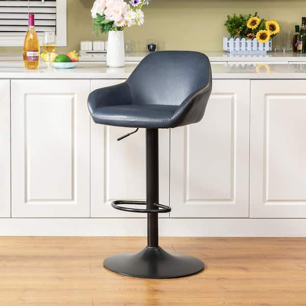 Blue leather deals swivel bar stools