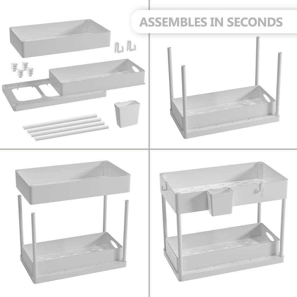 White Double Sliding 2-Tier Under Sink Organizer