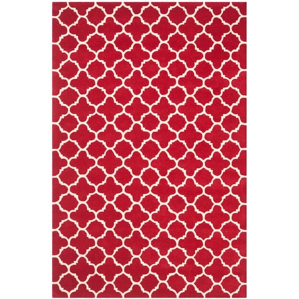 SAFAVIEH Chatham Red/Ivory 5 ft. x 8 ft. Geometric Area Rug
