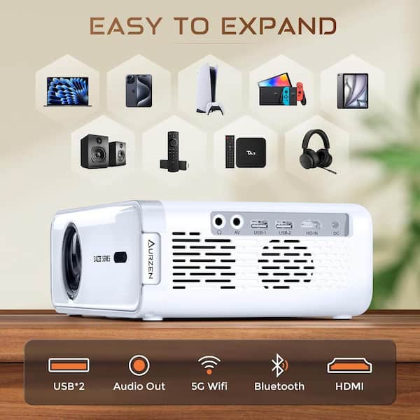 Lukyamzn 1920 x 1080 HD Auto Keystone Mini Portable Projector with